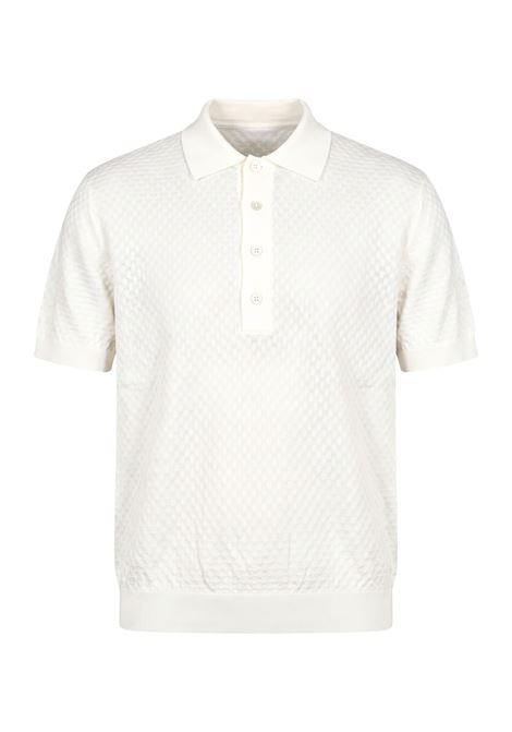 Paolo Pecora Milano Men's Textured Cotton Polo Gauge 16 - White 1102 PAOLO PECORA |  | A046 F1001102